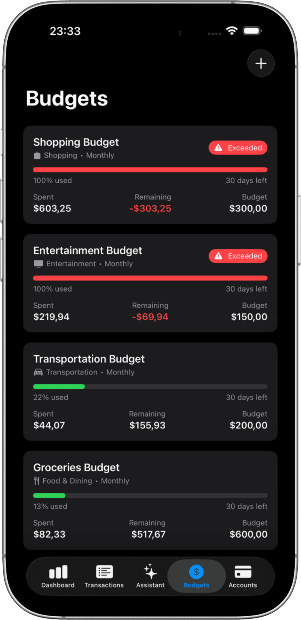 Budgetium on iPhone - screenshot 2