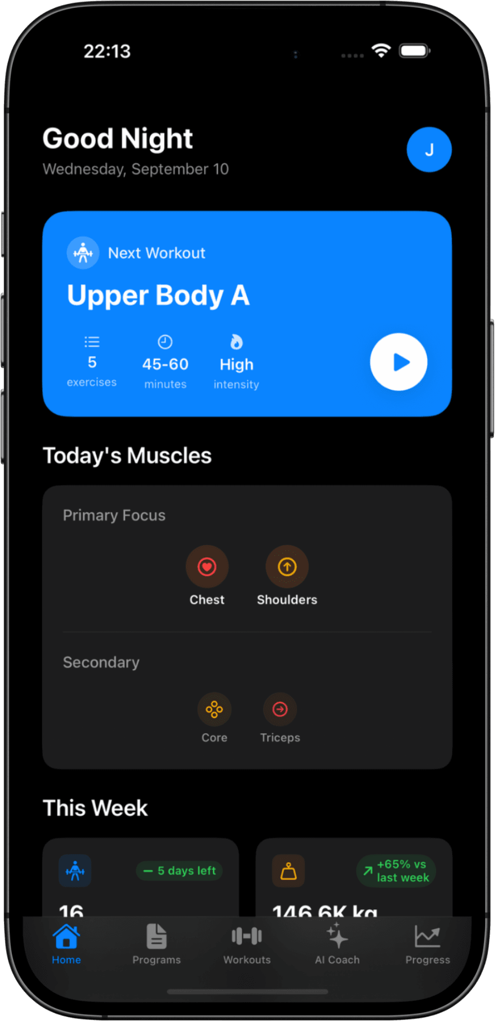 Hypertrofie app running on iPhone